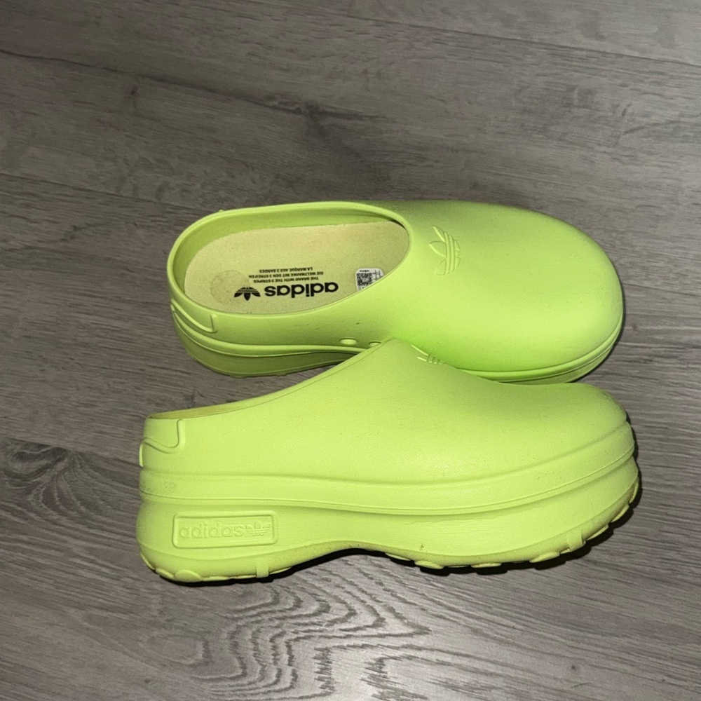 Adidas Bright Green Platform Clogs Slippers